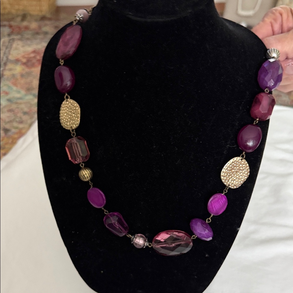 Purple and Gold Beaded Necklace